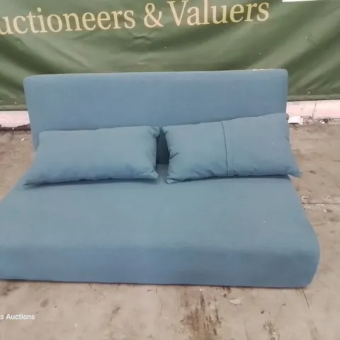 DESIGNER FOLD-OUT SOFA BED TURQUOISE FABRIC