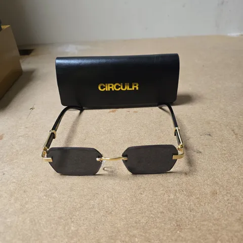 CIRCULR SUNGLASSES – GOLD-TONE METAL FRAME, DARK LENSES
