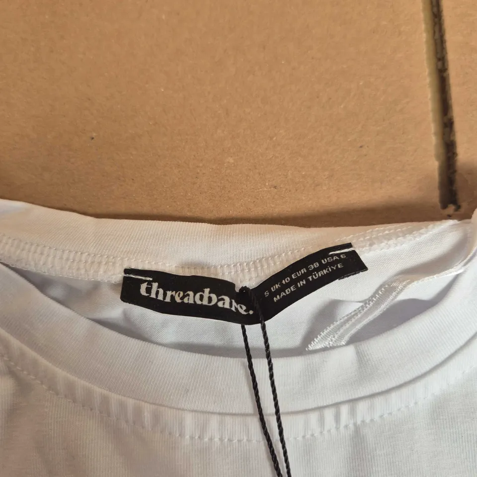 THREADBARE WOMEN’S WHITE T-SHIRT WITH GREY SLEEVELESS LAYERED DRESS, UK 10 (EU 38, US 6) – MADE IN TURKEY
