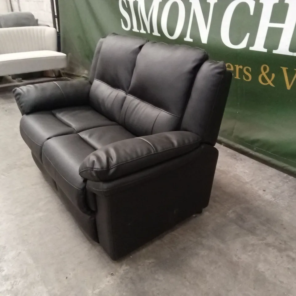 ALBION LUXURY FAUX LEATHER HIGH BACK 2 SEATER SOFA - BLACK RRP £519