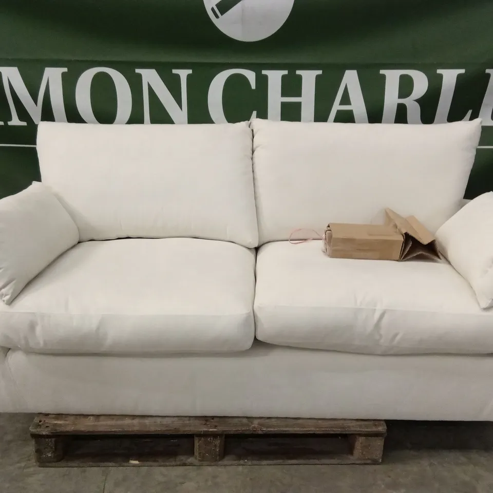 LANGDON 3 SEATER SOFA, CREAM HOUSE PLUSH FABRIC