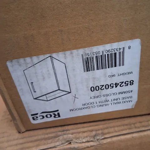 BRAND NEW BOXED ROCA MAXI 450MM WALL HUNG BASE UNIT WITH 1 DOOR GLOSS GREY
