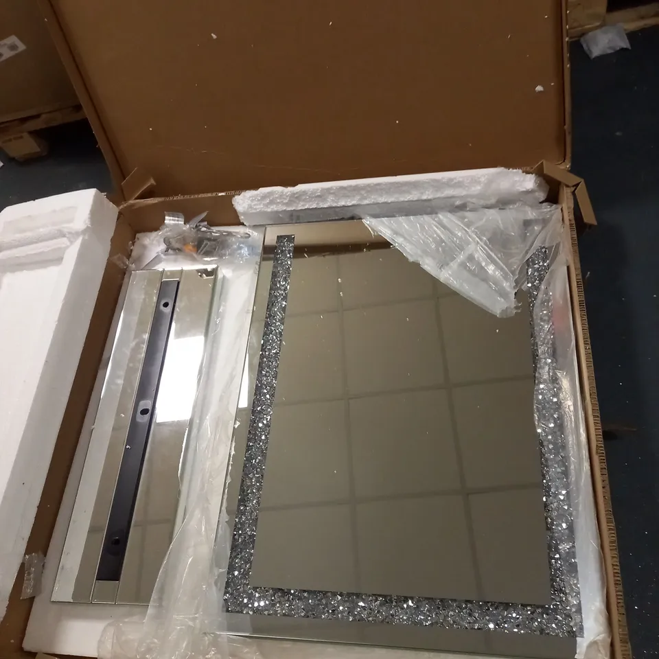 JM BY JULIEN MACDONALD LARGE ENCAPSULATED CRYSTAL LIGHT UP TABLE MIRROR - COLLECTION ONLY