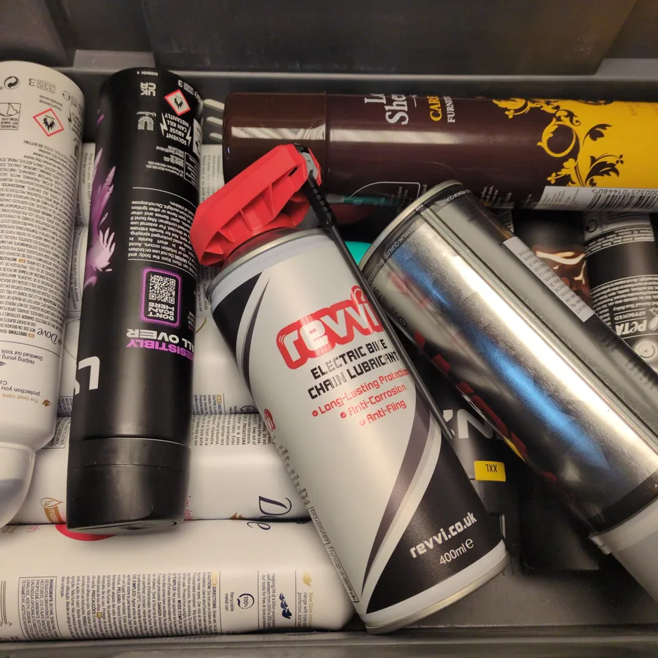 APPROXIMATELY 13 ASSORTED AEROSOLS TO INCLUDE LYNX EXCITE, FURNITURE POLISH, WRX SPRAY PAINT, ETC - COLLECTION ONLY