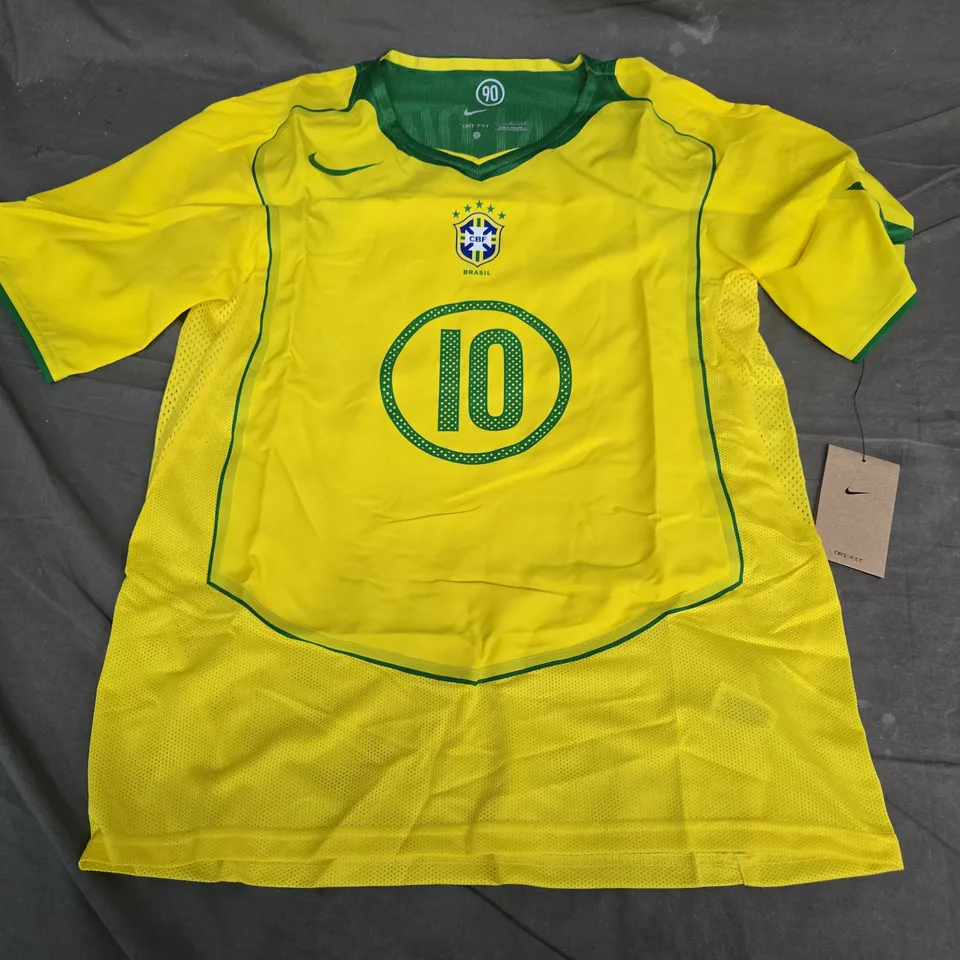 NIKE BRAZIL RONALDINHO 10 FOOTBALL JERSEY – YELLOW/GREEN, DRI-FIT