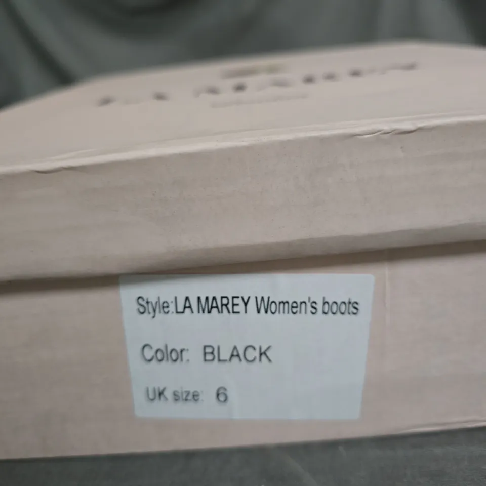 UK 6 LA MAREY WOMEN'S BLACK FUR-TRIM BOOTS