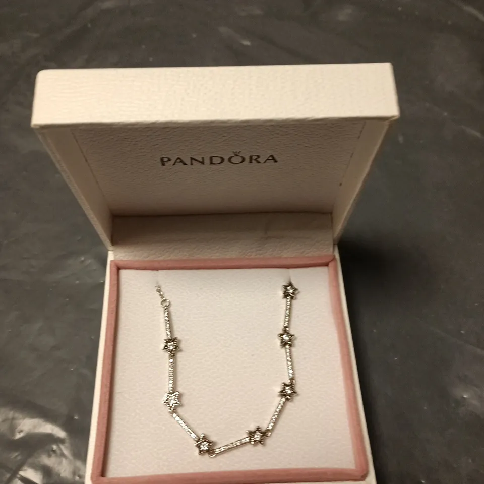 PANDORA BRACELET WITH STAR CHARMS – SILVER-TONE, IN PANDORA PRESENTATION BOX