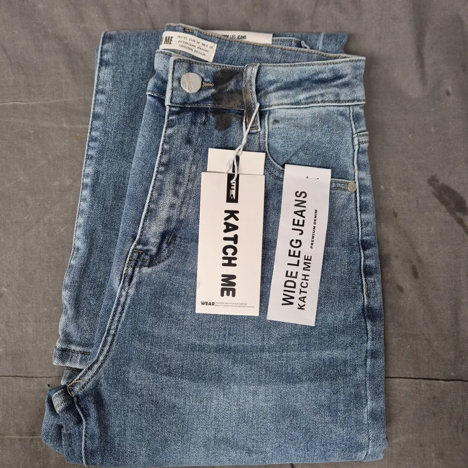 KATCH ME WIDE LEG JEANS IN BLUE SIZE UK 6