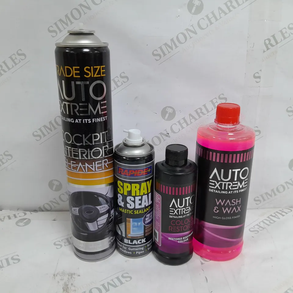 APPROXIMATELY 30 ASORTED AEROSOLS AND SPRAYS TO INCLUDE AUTO EXTREME WASH & WAX, RAPIDE SPRAY & SEAL, COCKPIT CLEANER, ETC - COLLECTION ONLY