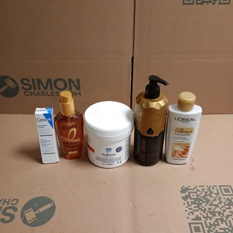 APPROXIMATEY 20 ASSORTED HEALTH AND BEAUTY PRODUCTS TO INCLUDE - L'OREAL CLEANSING MILK - HYDROMOL OINTMENT AND CERAVE EYE REPAIR CREAM