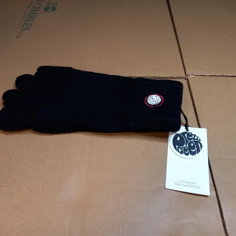 MENS PRETTY GREEN BLACK LOGO GLOVES