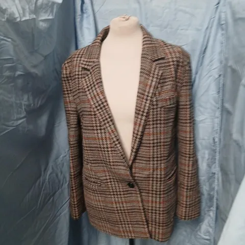 HARRIS TWEED HANDWOVEN TWEED JACKET – MEN'S BLAZER, BROWN/NAVY CHECK