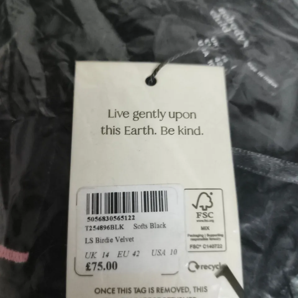 BAGGED NOBODYS CHIULD LS BIRDIE VELVET –SIZE 14