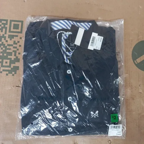 BAGGED CREW CLOTHING COMPANY POPLIN SHIRT IN NAVY SIZE 12