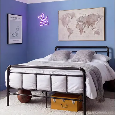 BOXED FREDDIE METAL SMALL DOUBLE BED FRAME - BLACK