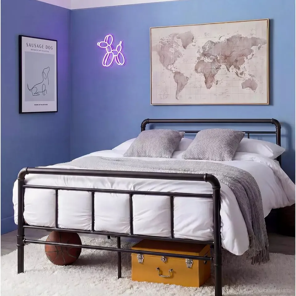 BOXED FREDDIE METAL SMALL DOUBLE BED FRAME - BLACK
