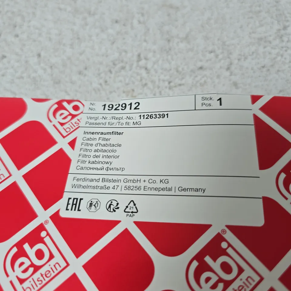 FEBI BILSTEIN CABIN FILTER 