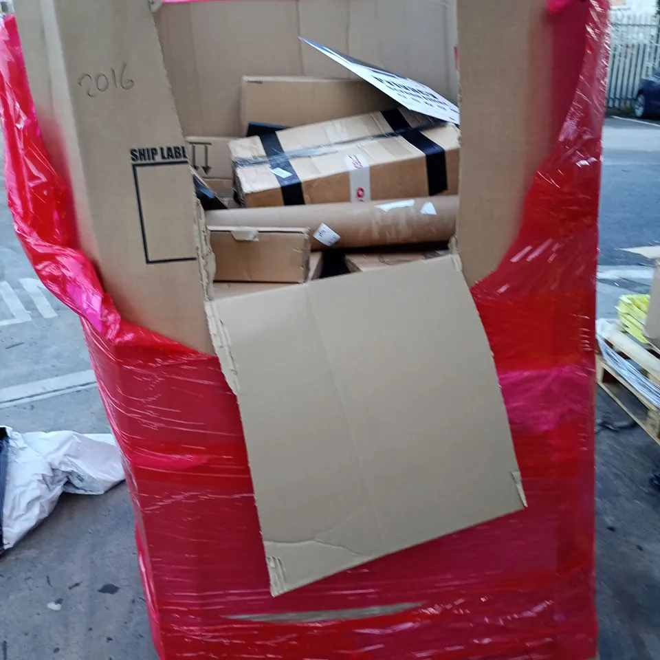 PALLET OF ASSORTED HOUSEHOLD ITEMS TO INCLUDE FLOORING CUTTER, FOOT BATH AND BALLOON PARTY ARCH