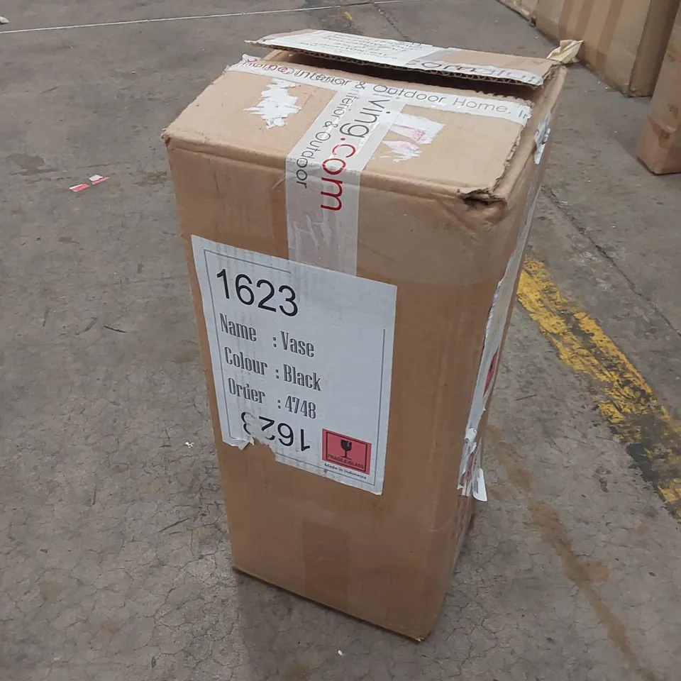 BOXED BELIANI FLORENTIA DECORATIVE VASE PORCELAIN BLACK 45CM H