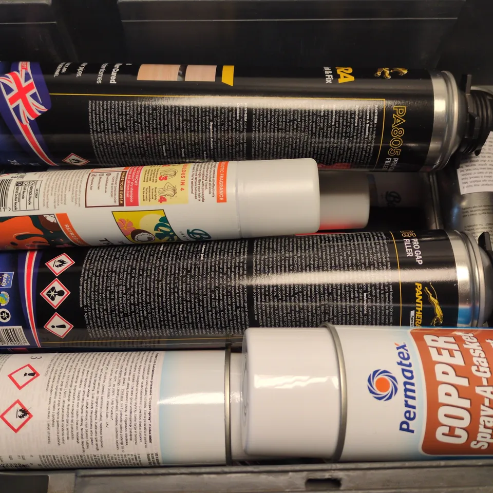 APPROXIMATELY 14 ASSORTED AEROSOLS TO INCLUDE PANTHERA PRO GAP FILLER, LA ROCHE POSAY UVSPORT, GT85 SPRAY, ETC - COLLECTION ONLY