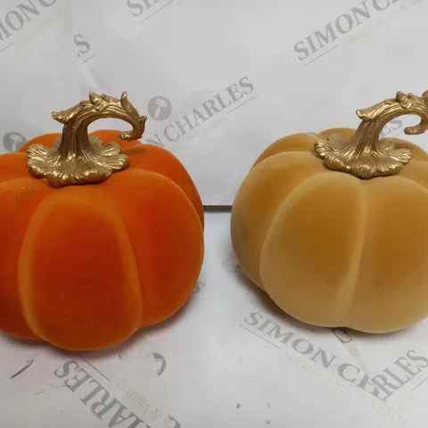 HOME REFLECTIONS SET OF 2 AUTUMN VELVET PUMPKINS