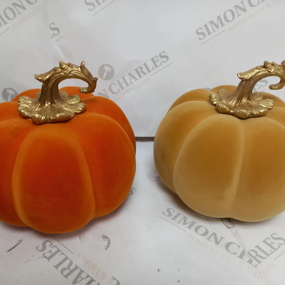 HOME REFLECTIONS SET OF 2 AUTUMN VELVET PUMPKINS