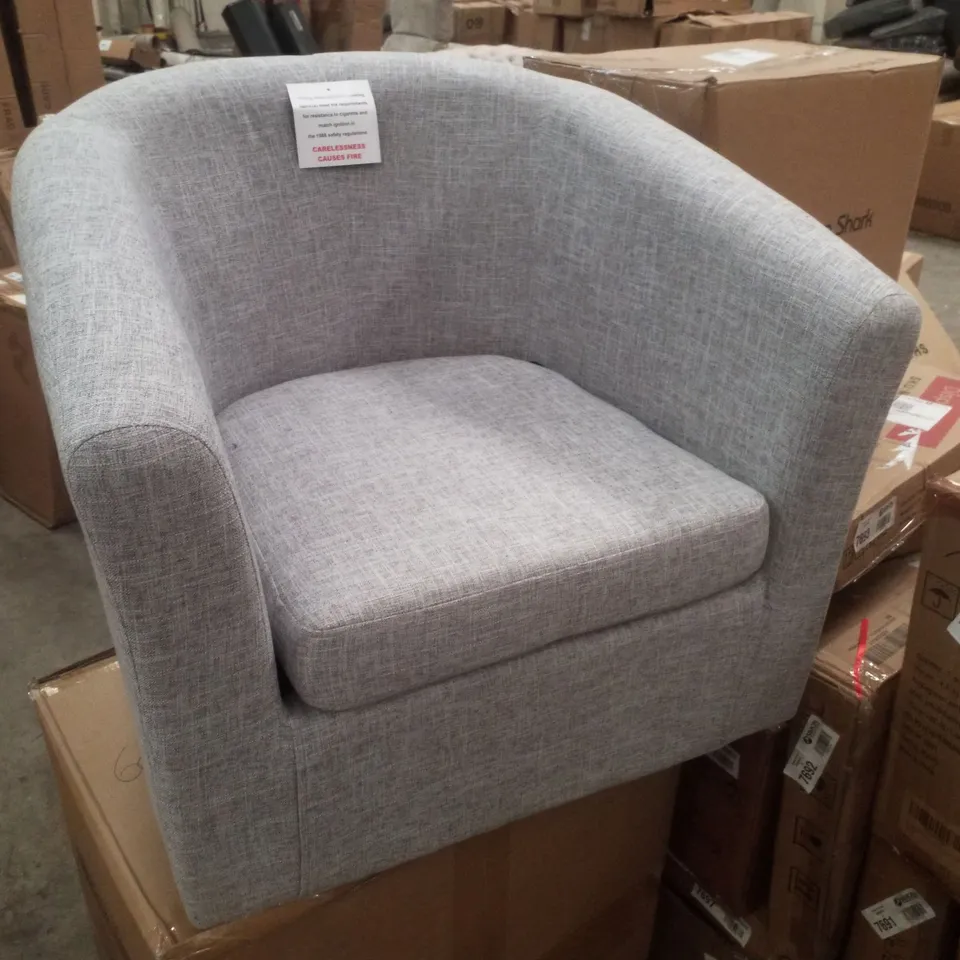 BOXED LIGHT GREY FABRIC ARMCHAIR 