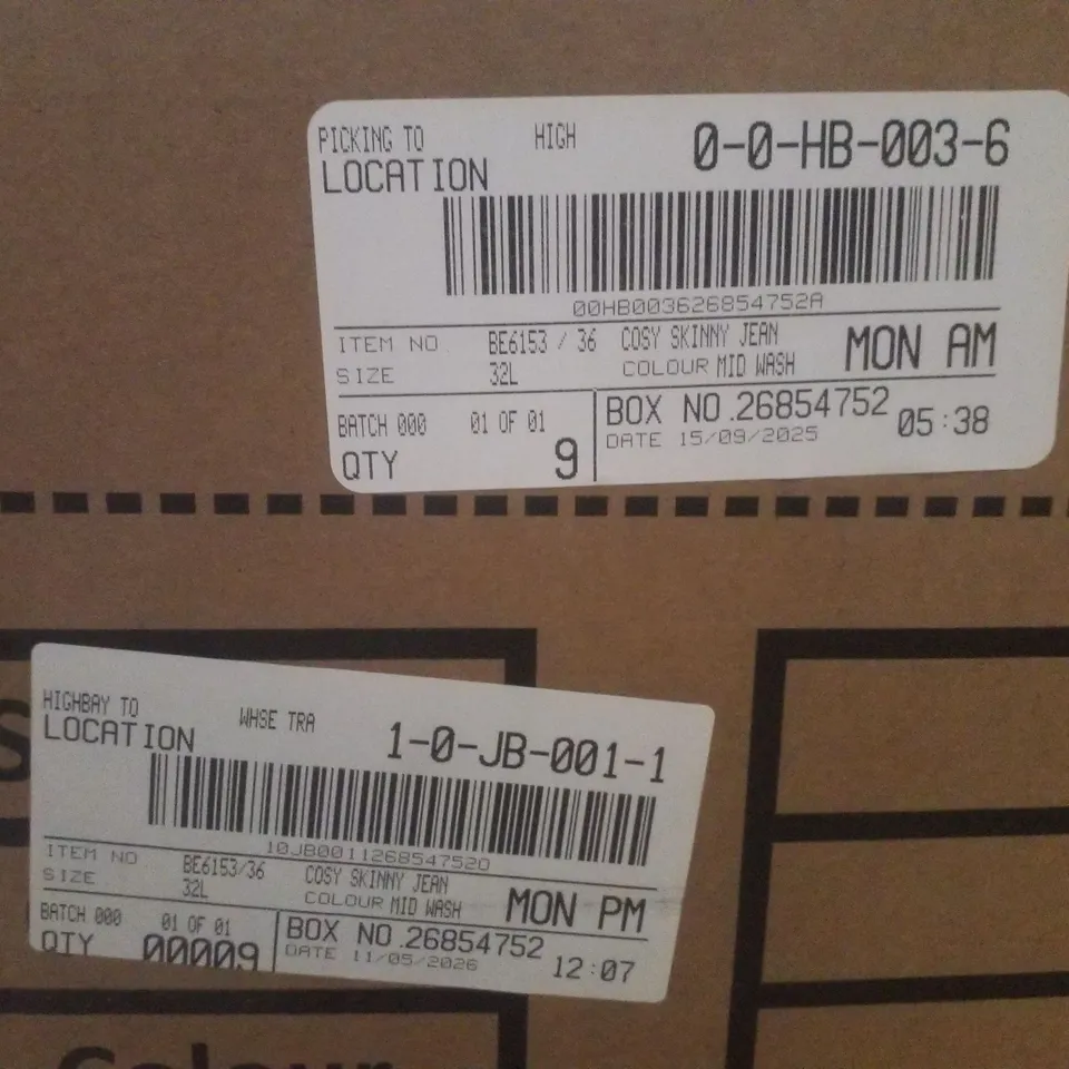 BOX CONTAINING APPROXIMATELY 9 BRAND NEW SIMPLY BE COSY MID WASH SKINNY JEANS - SIZE 32L 