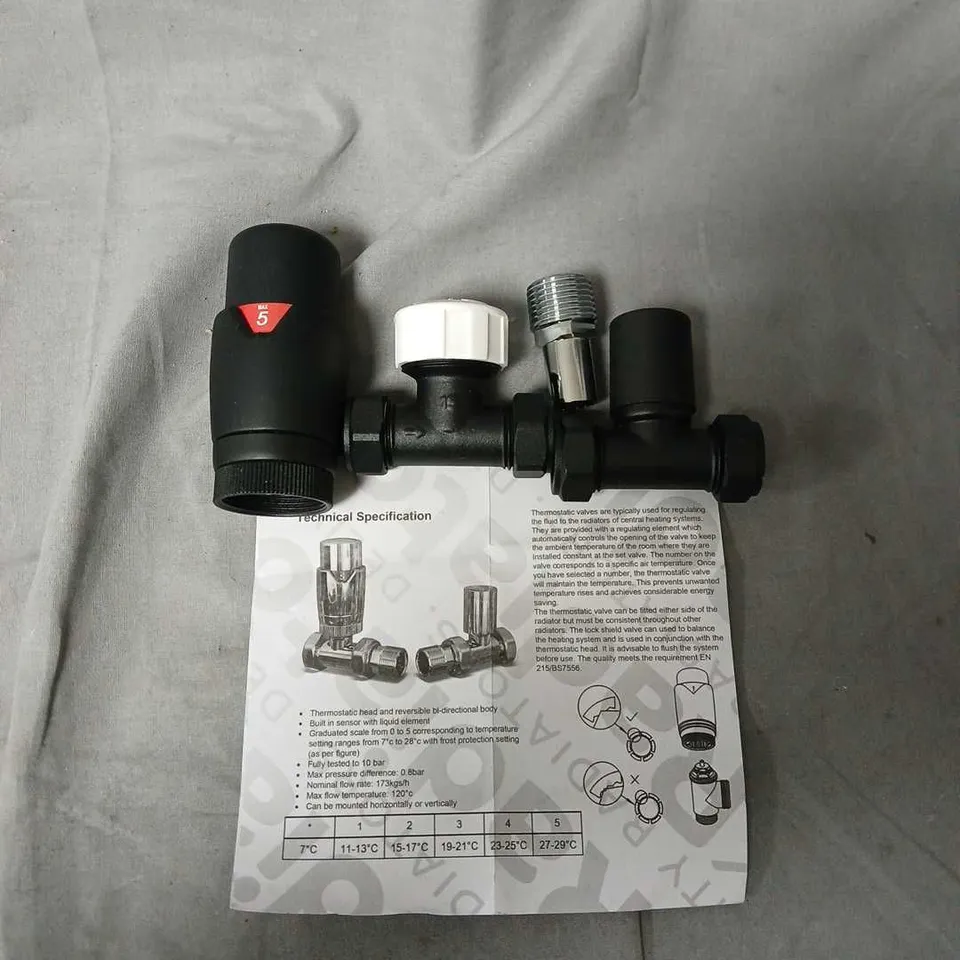 UK RADIATORS TRV PACK STRAIGHT BLACK THERMOSTATIC RADIATOR VALVE KIT