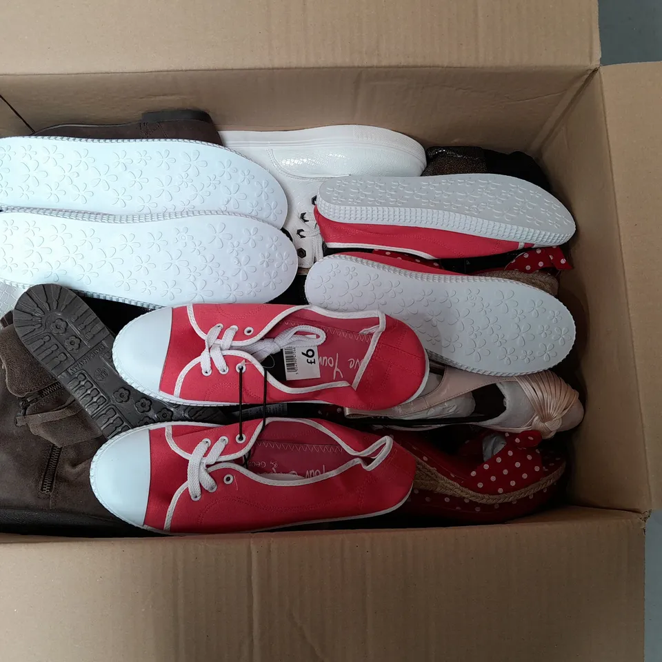 APPROXIMATELY 15 PAIRS OF LADIES SHOES. ASSORTED SIZES, COLOURS AND STYLES