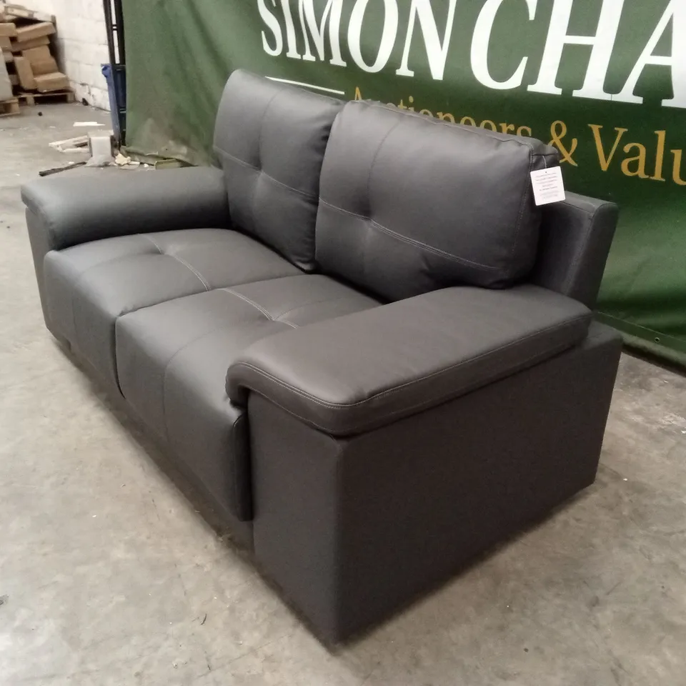 KANSAS 2 SEATER SOFA, GREY FAUX LEATHER