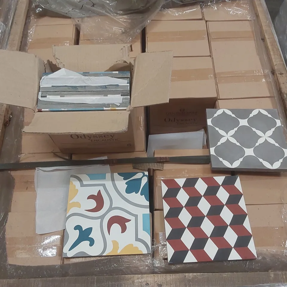 PALLET CONTAINING APPROXIMATELY 72x ODYSSEY ENCAUSTIC TILE SETS - 60 x 60CM