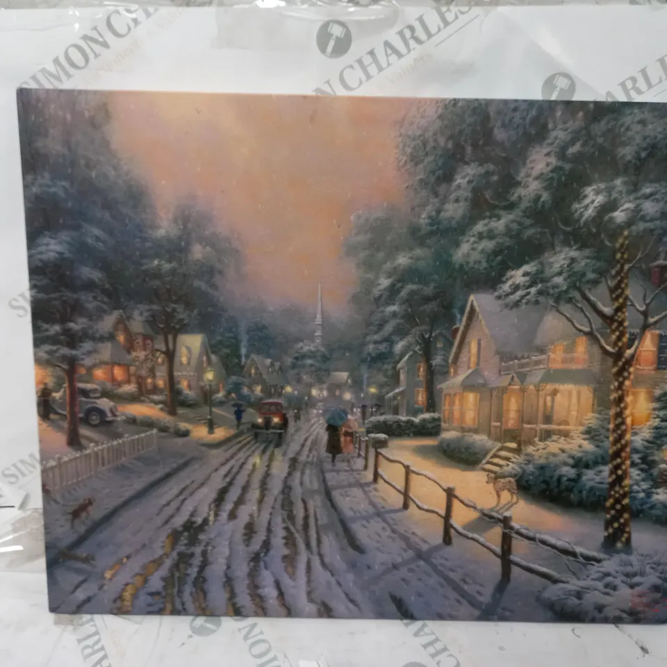 SNOWTIME HOMETOWN CHRISTMAS MEMORIES FIBRE OPTIC WALL ART - 50cm X 40cm