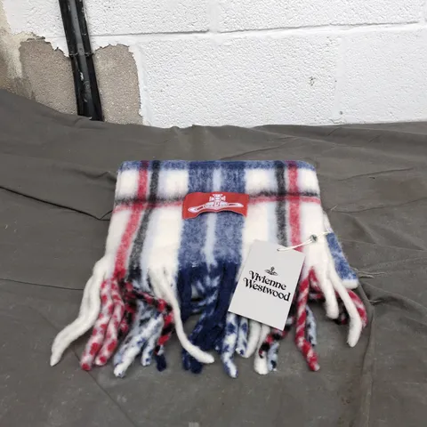 VIVIENNE WESTWOOD WHITE/BLUE/RED CHECK SCARF WITH TAGS