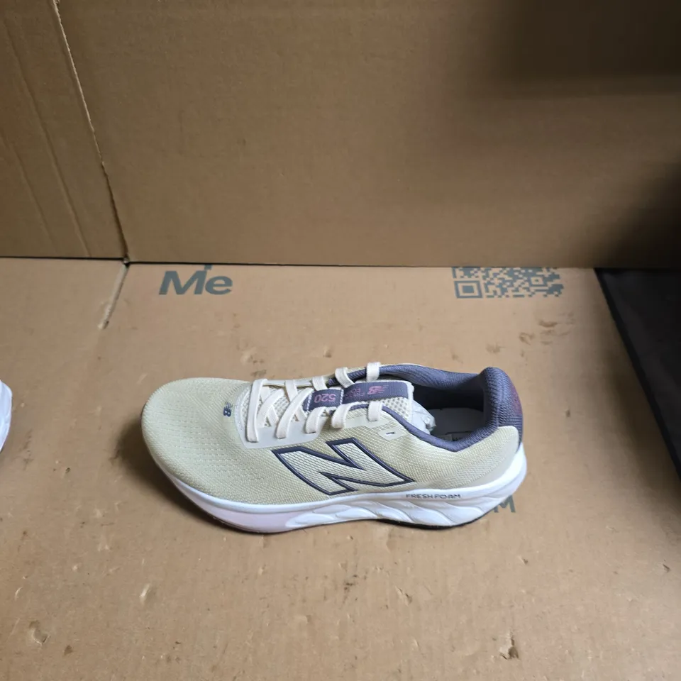 NEW BALANCE FRESH FOAM 520 RUNNING SHOES - BEIGE/PURPLE - UK SIZE 6 