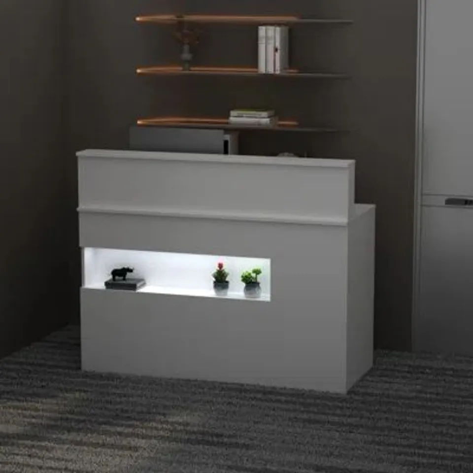 BOXED RECEPTION DESK WITH LOCKABLE DOORS (2 BOXES)