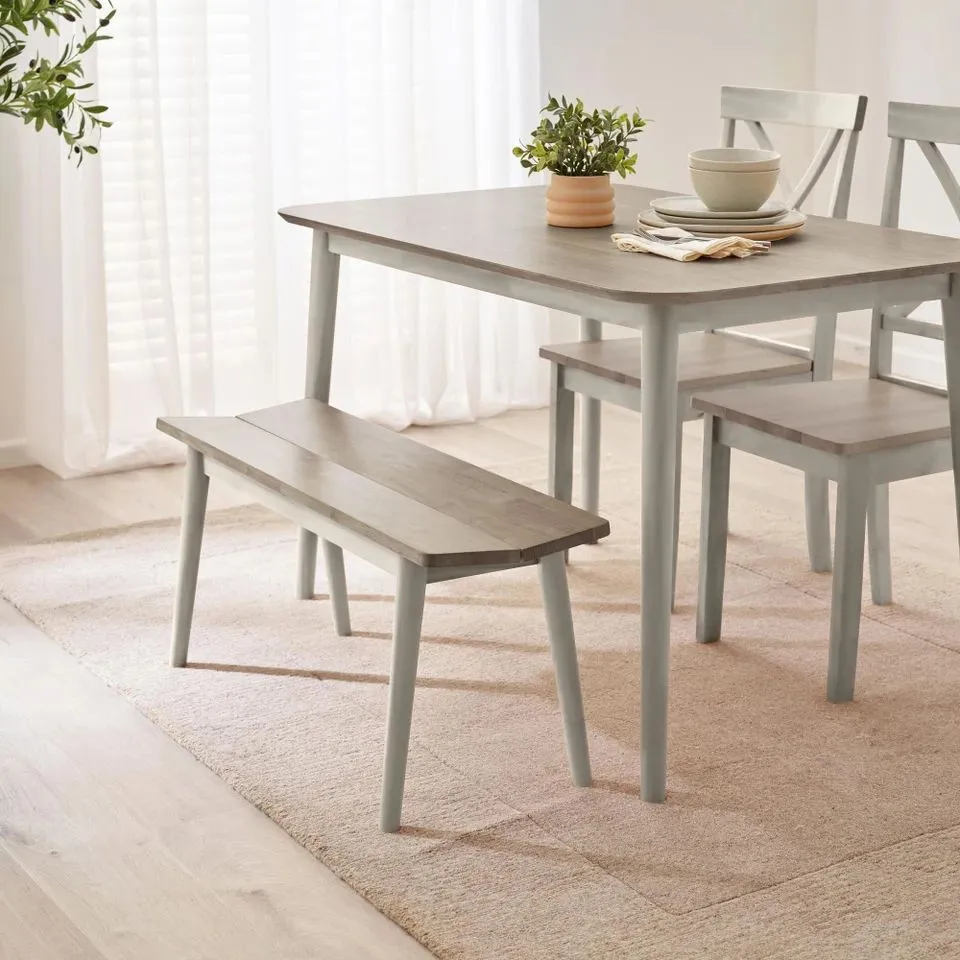 BOXED LYNTON SOLID WOOD SMALL DINING BENCH - WALNUT EFFECT (1 BOX)