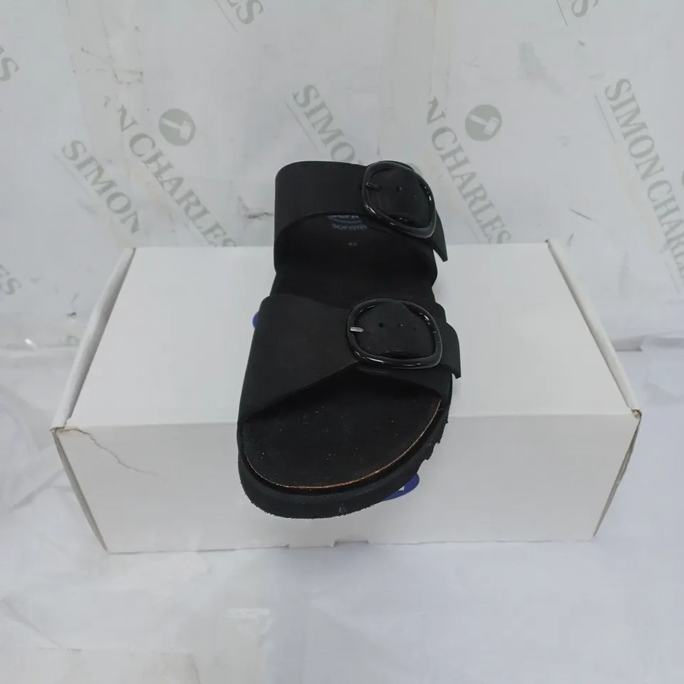 BOXED SCHOLL SOFT STEP LADIES SANDALS BUCKLE FASTENING SIZE 6 BLACK