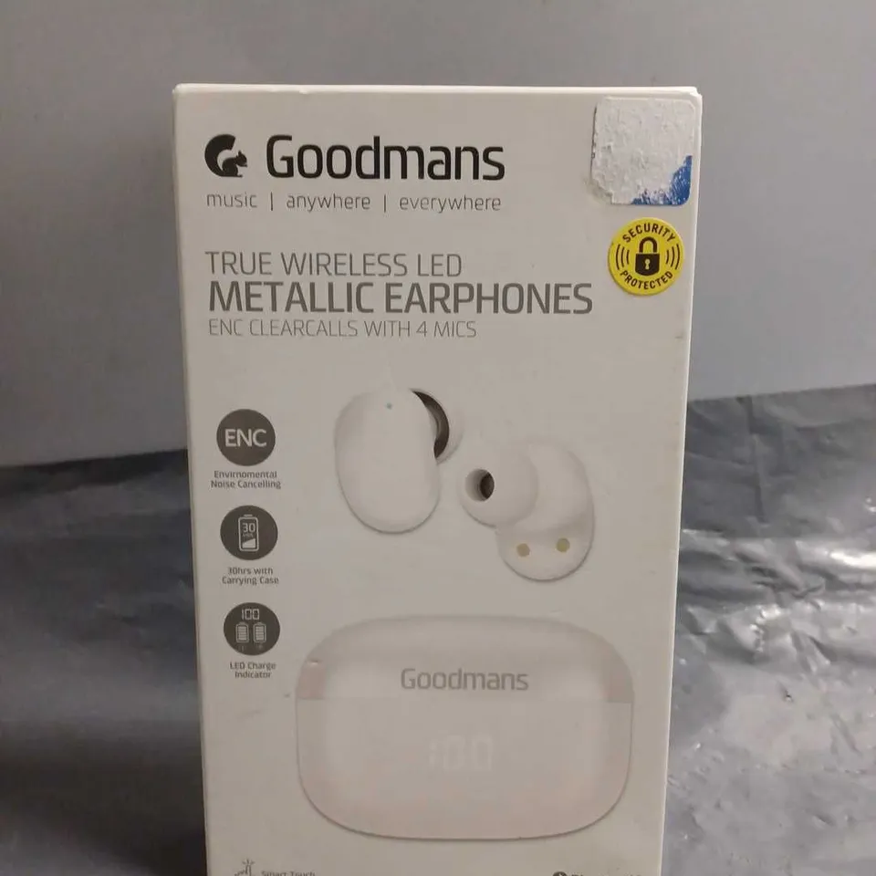 SEALED GOODMANS TRUE WIRELESS METALLIC EARPHONES 