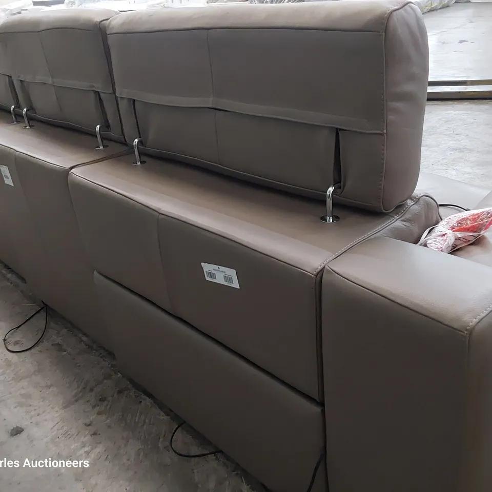 QUALITY ITALIAN DESIGNER RICCARDO POWER RECLINING TWO SEATER SOFA WITH ADJUSTABLE HEADRESTS GREY LEATHER