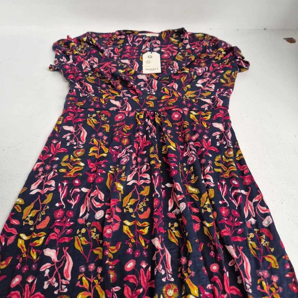 SEASALT CORNWALL CHAPELLE DRESS – INKY BOTANICAL MARITIME, UK 14