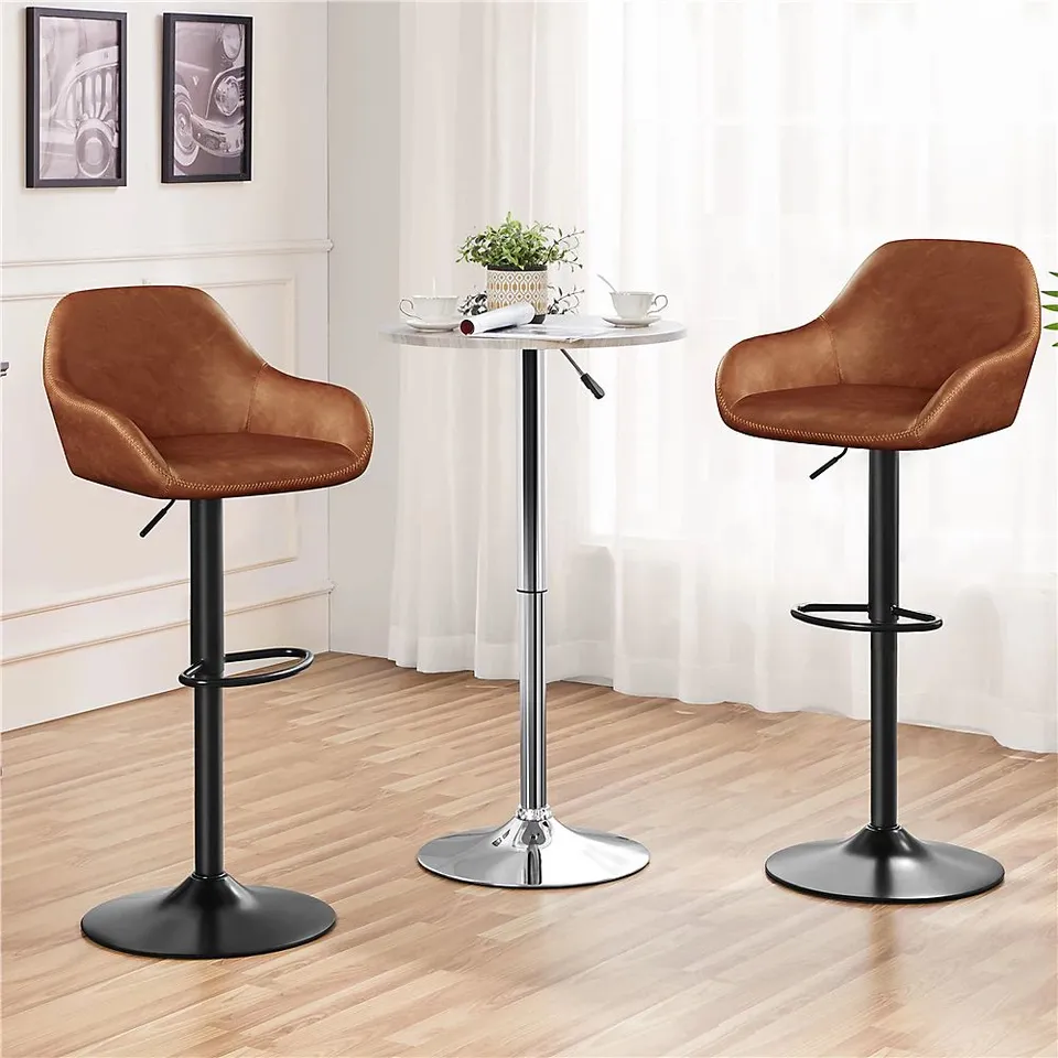 BOXED YAHEETECH HEIGHT ADJUSTABLE SWIVEL BAR STOOL - BROWN (1 BOX)