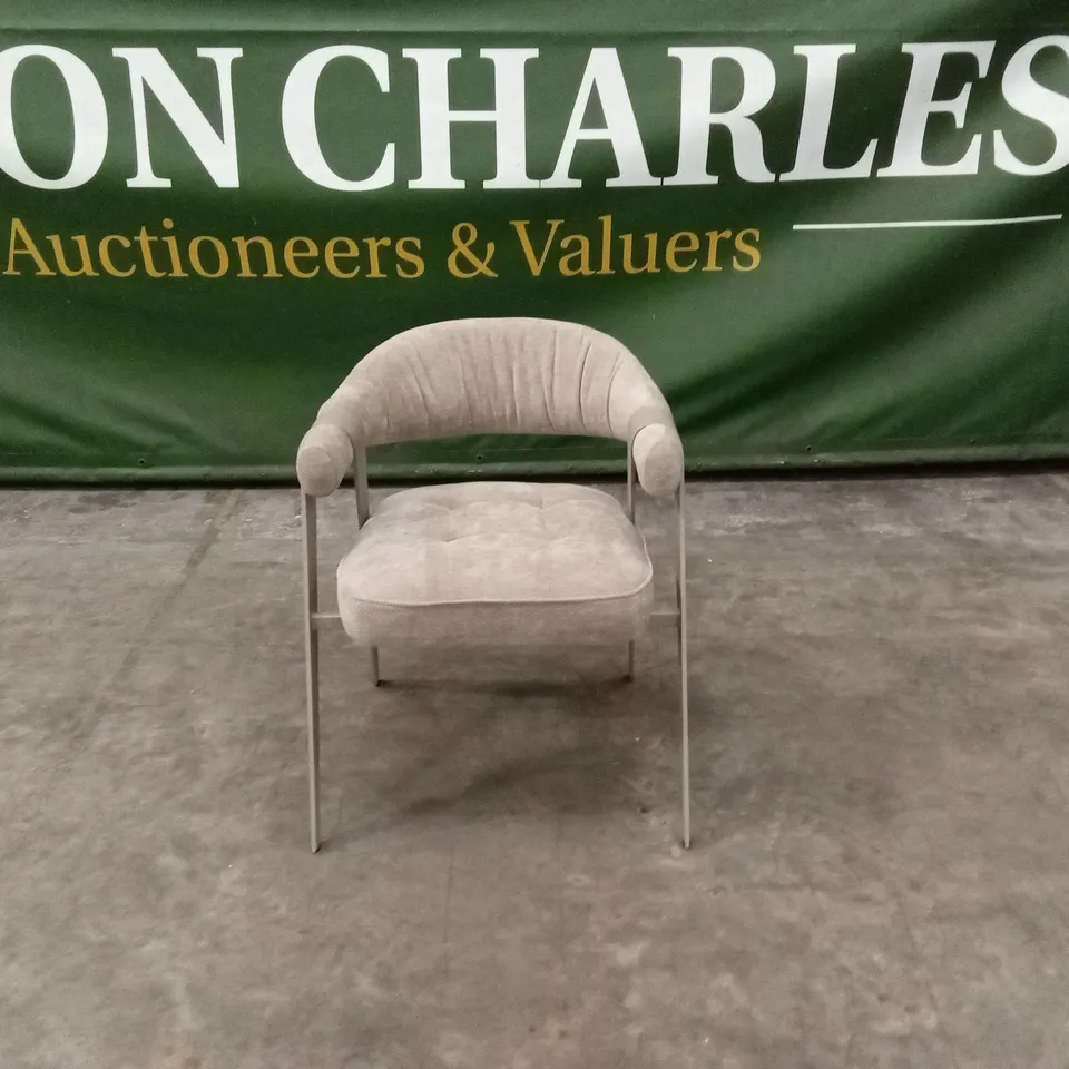 QUALITY DESIGNER FABRIC DINING CHAIR WITH METAL FRAME