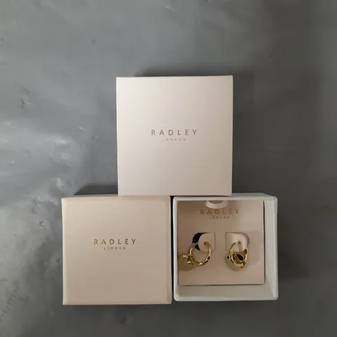 RADLEY 18CT GOLD PLATED PADLOCK HEART CHARM HOOP EARRINGS