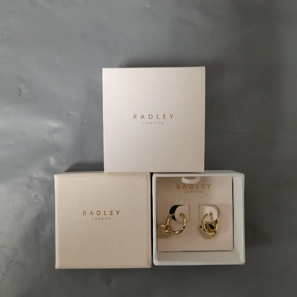 RADLEY 18CT GOLD PLATED PADLOCK HEART CHARM HOOP EARRINGS RRP £35