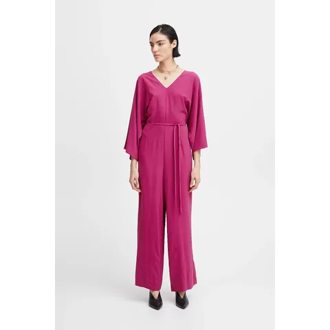 BAGGED ICHI LEANE V NECK JUMPSUIT FESTIVAL IN FUSCHIA SIZE 10