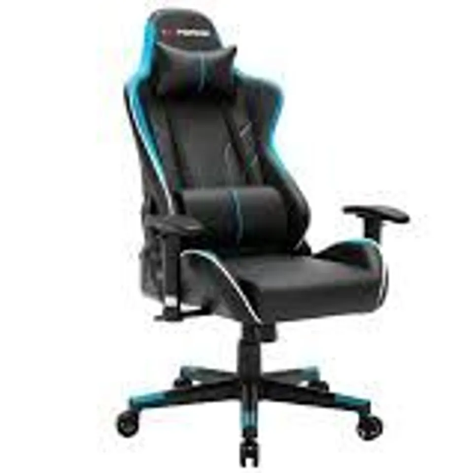 BOXED DESIGNER GT FORCE PRO ST LEATHER RACING SPORTS OFFICE CHAIR IN BLACK & BLUE