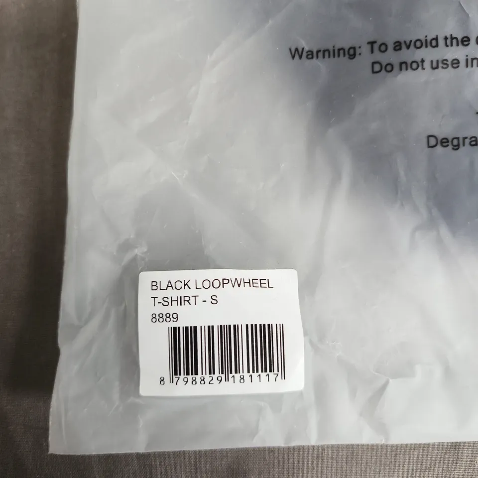 RAISED BY SOCIETY BLACK LOOPWHEEL T-SHIRT – SIZE S 