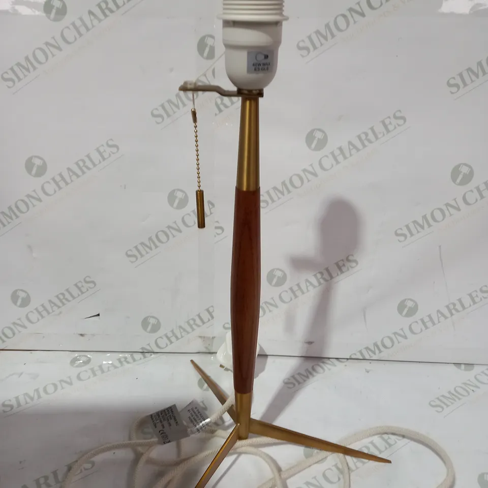 JOHN LEWIS SPINDLE WOODEN TABLE LAMP IN WALNUT/BRASS