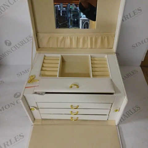 WHITE 3 DRAWER JEWELLERY BOX 